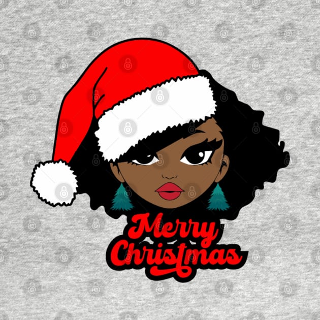 Merry Christmas Santa Hat, Black Girl Christmas Magic by UrbanLifeApparel